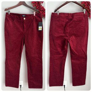 Jones NY Womens Straight Leg Classic Velvet Cord Pants Indie Sz 14 Deep Burgundy